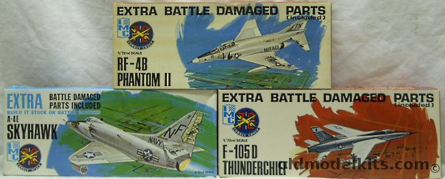 IMC 1/72 481 RF-4B Phantom II Battle Damaged / 485-100 A-4 Skyhawk Battle Damaged /  483 F-105D Thunderchief Battle Damaged plastic model kit